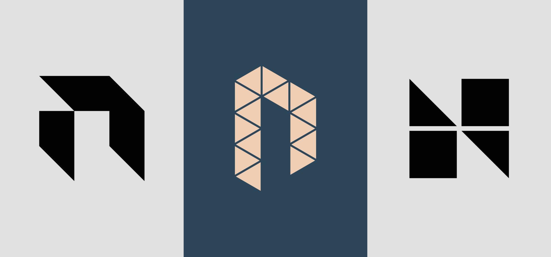 första fyrkantiga monogram n logotyp design bunt. vektor