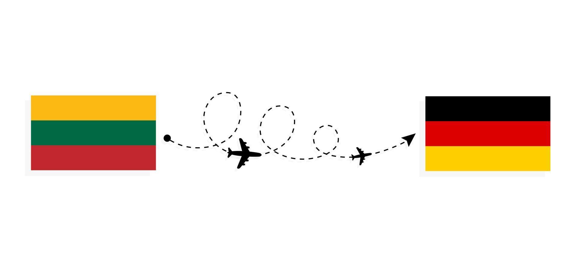 flyg och resor från Litauen till Tyskland med passagerarflygplan vektor