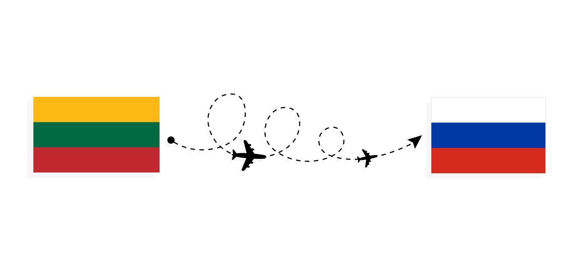 flug und reise von litauen nach russland mit dem reisekonzept des passagierflugzeugs vektor