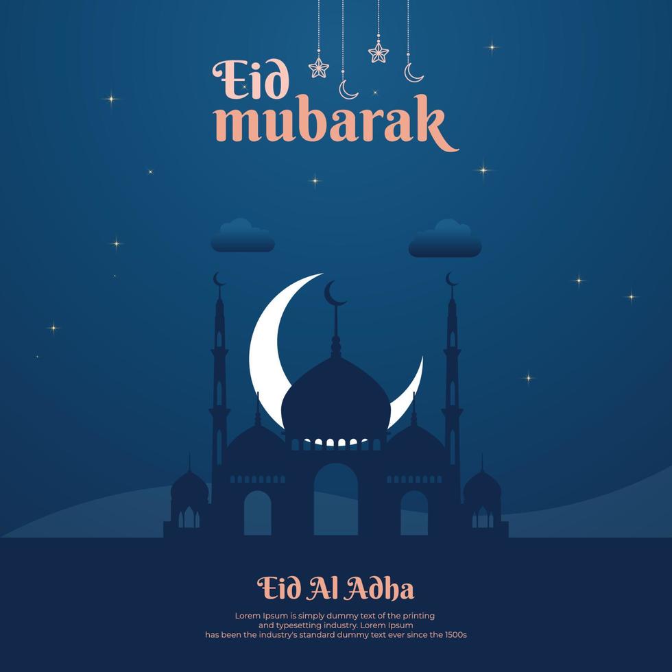 eid al adha mubarak. kreativa annonser för sociala medier, banner, affisch, malldesign för gratulationskort. vektor