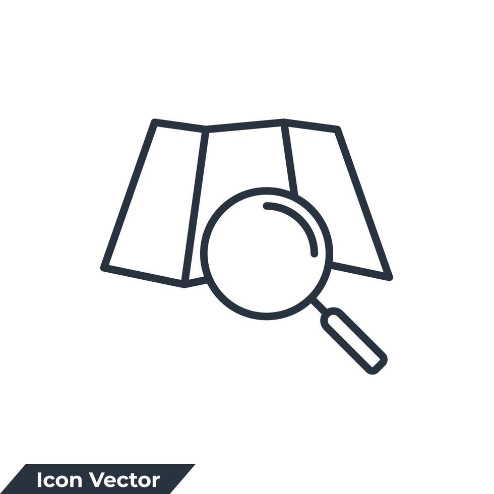 kartsökning ikon logotyp vektorillustration. karta och förstoringsglas symbol mall för grafik och webbdesign samling vektor