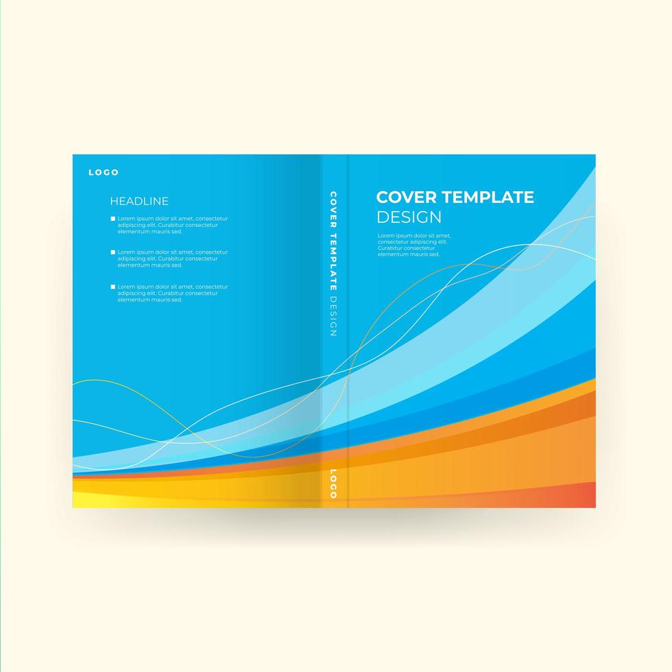 blå och orange omslag designmall vektor