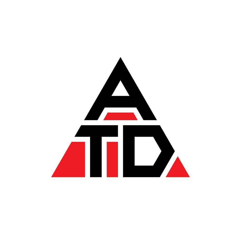 atd triangel bokstavslogotypdesign med triangelform. atd triangel logotyp design monogram. atd triangel vektor logotyp mall med röd färg. atd triangulär logotyp enkel, elegant och lyxig logotyp.