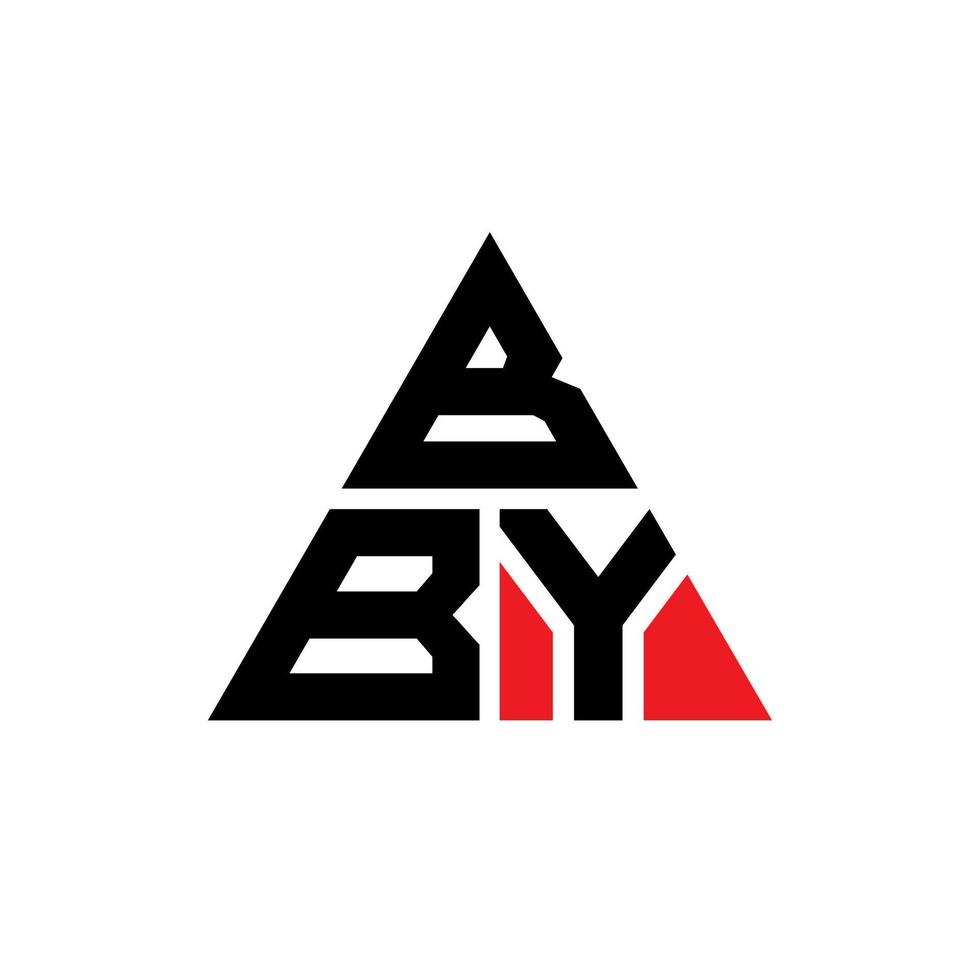bby triangel bokstavslogotypdesign med triangelform. bby triangel logotyp design monogram. bby triangel vektor logotyp mall med röd färg. bby triangulär logotyp enkel, elegant och lyxig logotyp.