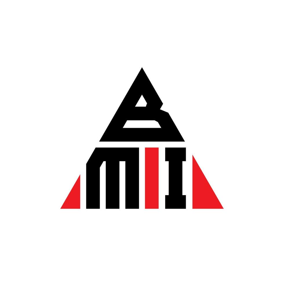 bmi-Dreieck-Buchstaben-Logo-Design mit Dreiecksform. bmi-Dreieck-Logo-Design-Monogramm. BMI-Dreieck-Vektor-Logo-Vorlage mit roter Farbe. bmi dreieckiges Logo einfaches, elegantes und luxuriöses Logo. vektor