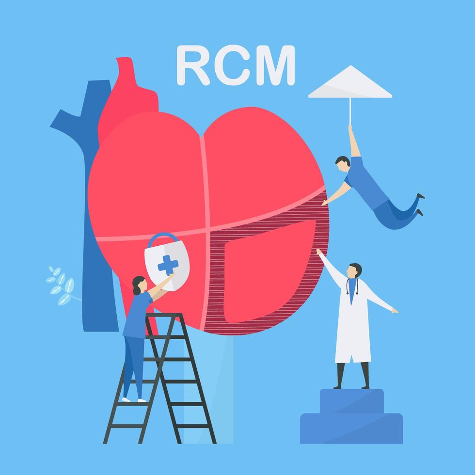 kardiologisk vård för rcm-design vektor