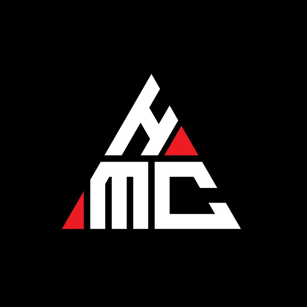 hmc-Dreieck-Buchstaben-Logo-Design mit Dreiecksform. hmc-Dreieck-Logo-Design-Monogramm. hmc-Dreieck-Vektor-Logo-Vorlage mit roter Farbe. hmc dreieckiges Logo einfaches, elegantes und luxuriöses Logo. vektor