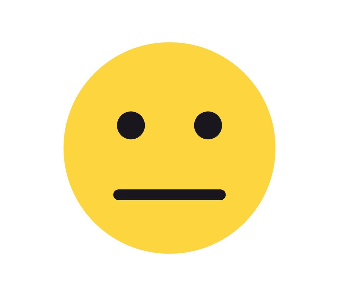 Einfaches Emotionsgesicht und gelbe Cartoon-Emoji-Flachvektorillustration. vektor