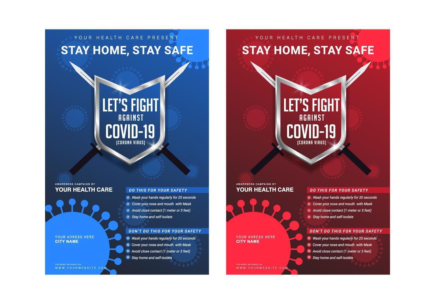 kreative moderne lasst uns gegen Corona-Virus-Bewusstsein Poster Vorlage kämpfen vektor