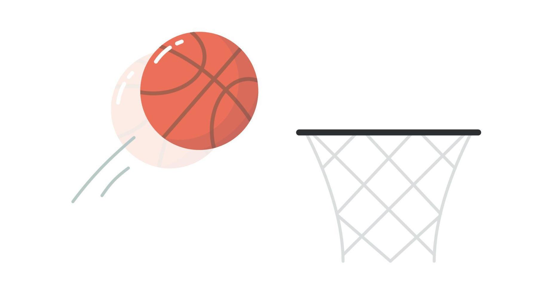 Basketball-Ball-Symbol und runde orangefarbene Sportgeräte professionelles Spiel flache Vektorillustration. vektor