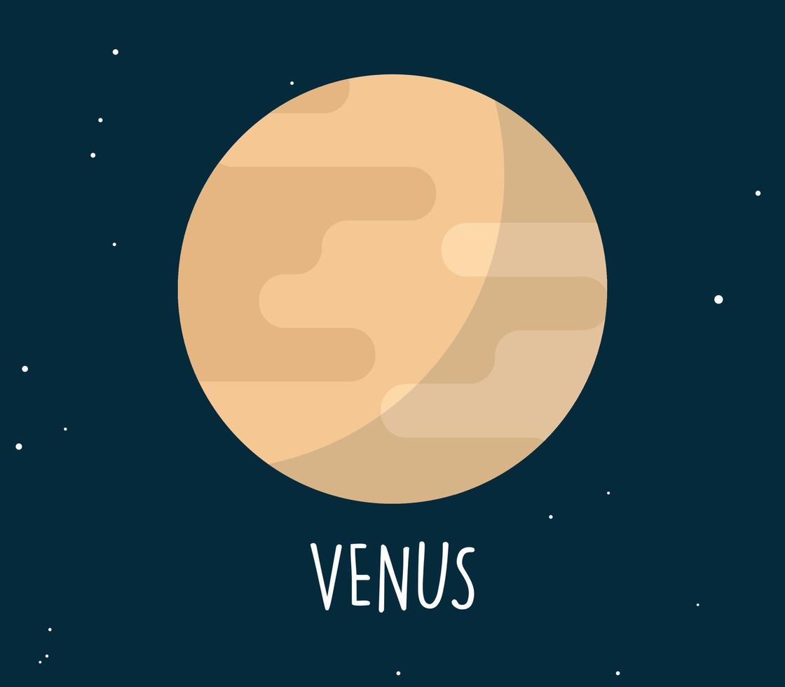 Venus planet och enkel sfär på rymden bakgrund platt vektorillustration. vektor