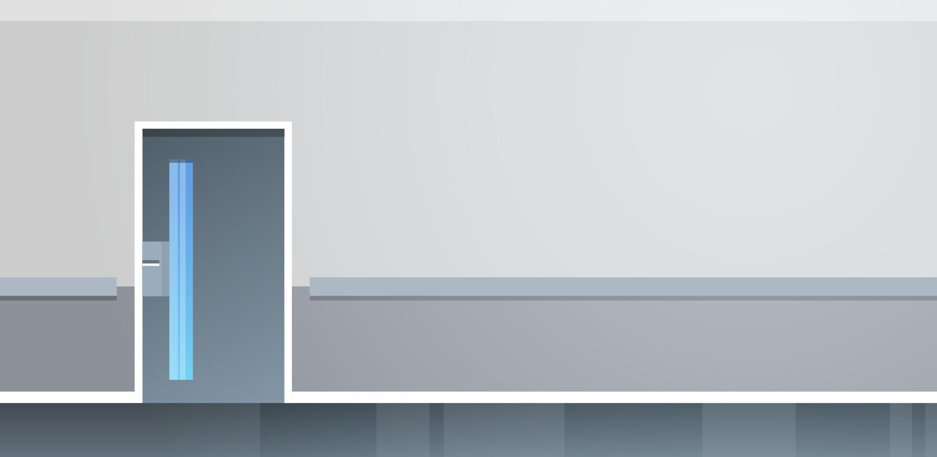 tomt sjukhuskorridorområde inga människor och öppet utrymme moderna sjukhusrum korridorinredning platt vektorillustration. vektor