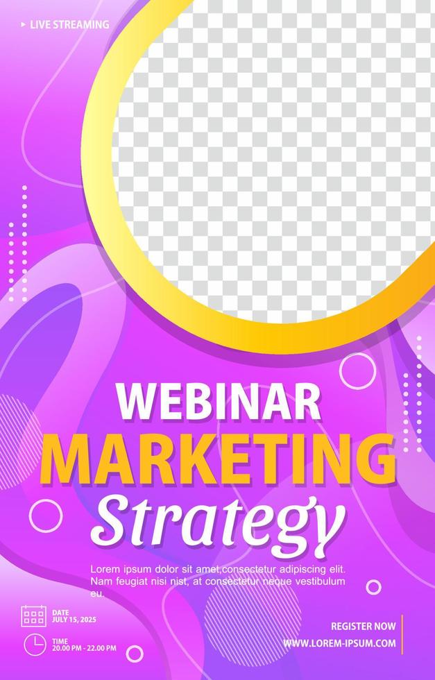 Webinar-Marketingstrategie-Portrait-Poster-Vorlage vektor