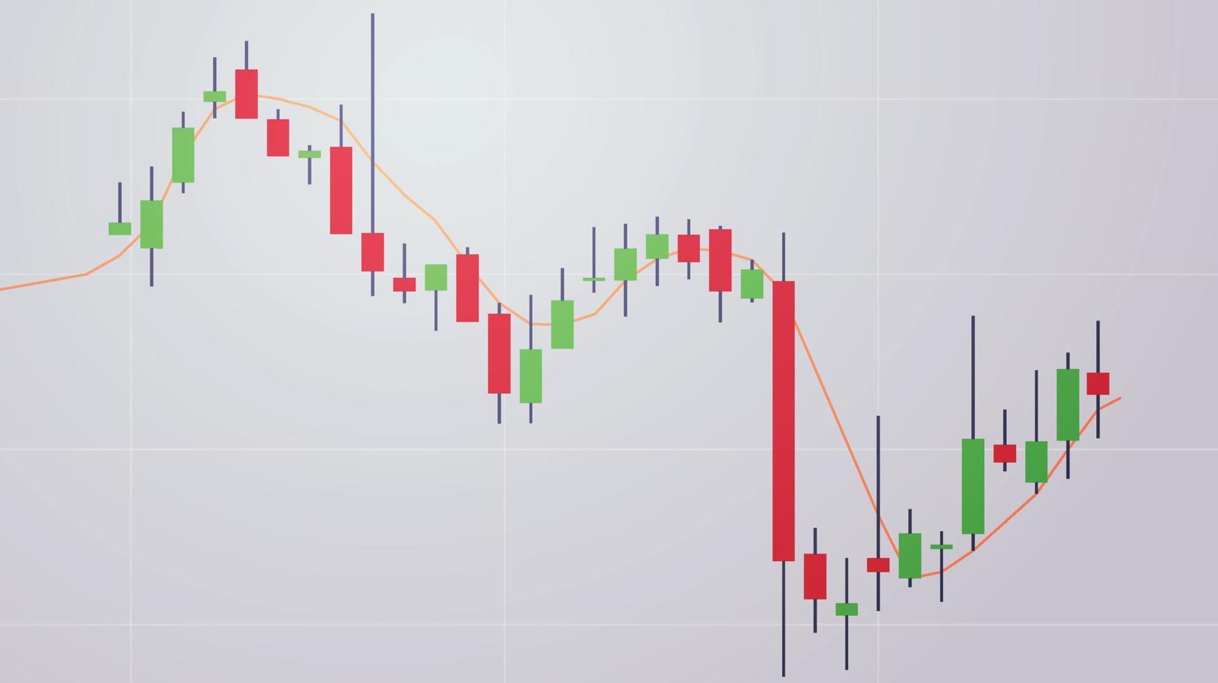 Analysieren von Herunterfallen und Aktienmarkt-Trading-Diagramm Candlestick-Diagramm flache Vektorgrafiken. vektor