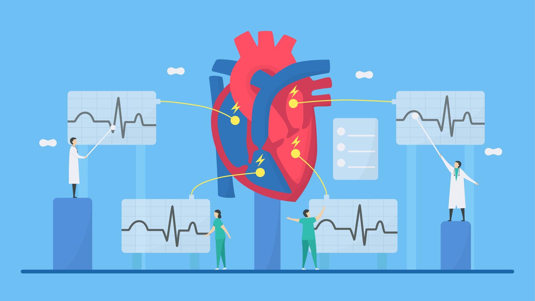 Kardiologie-Elektrokardiogramm-Konzept vektor