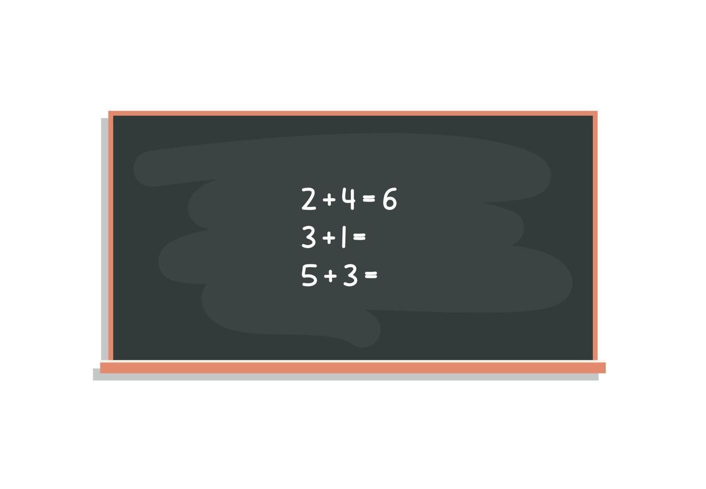 siffror studie och matematik övningar beräkning på tavlan på lektion platt vektorillustration. vektor