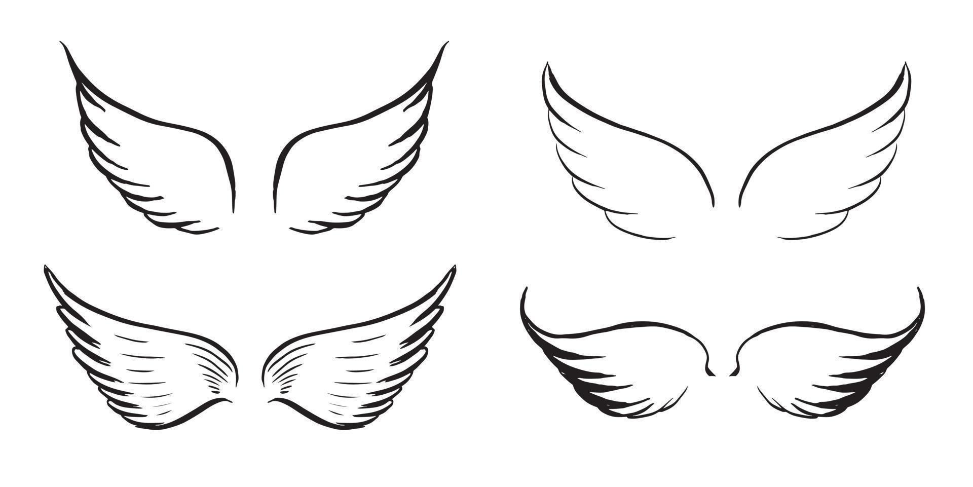 angel wings vektor handritad illustration