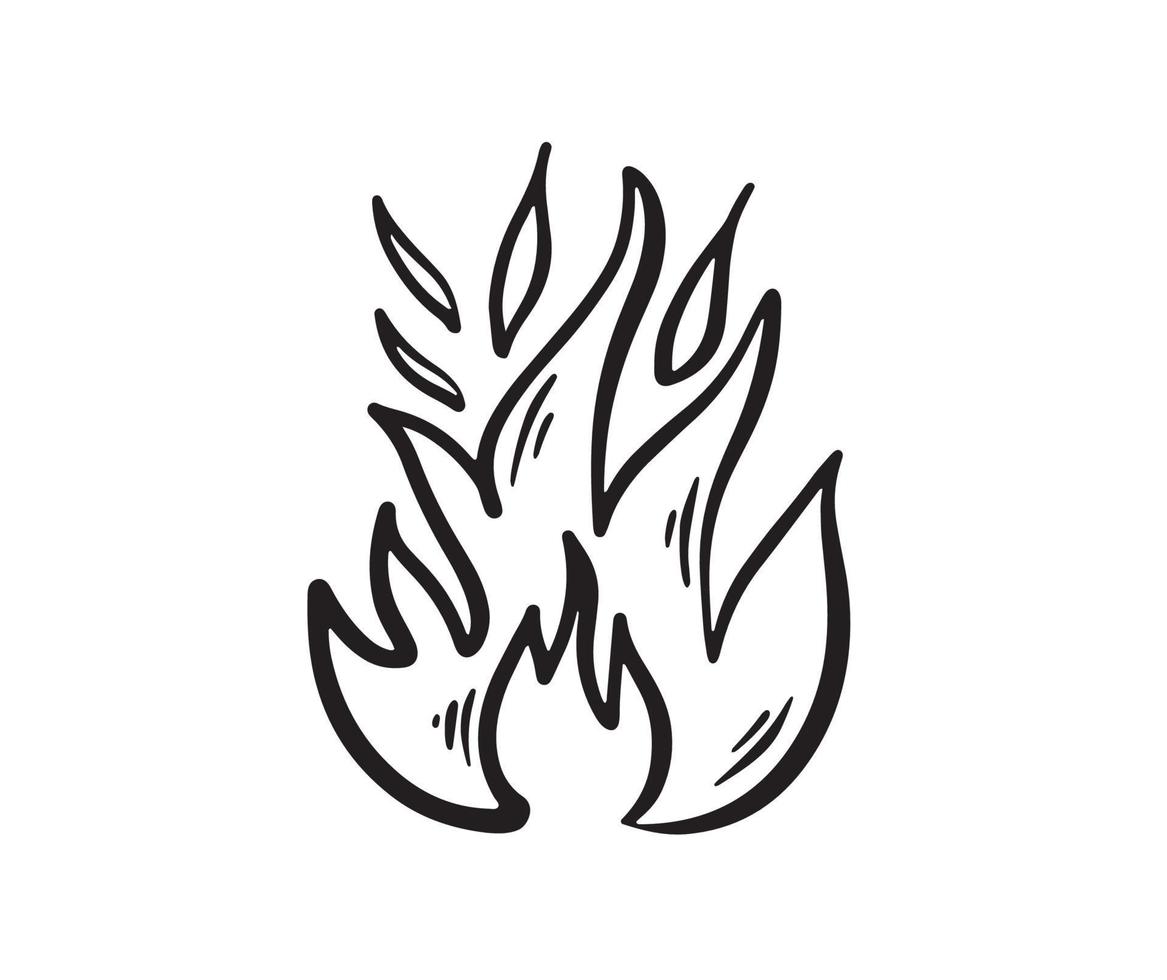 Lagerfeuer-Set, handgezeichnete Illustration, Flamme, Brennen. vektor