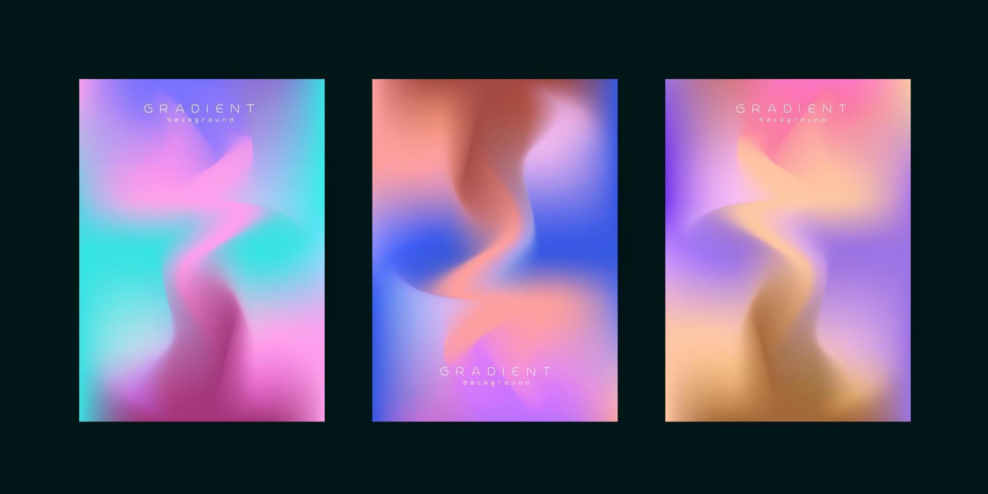färgglada abstrakt flytande våg bakgrund. uppsättning av abstrakt gradient blå, rosa, röd, lila och brun flödeskurva. modern pastell bakgrundsdesign för målsida, vektor och illustration