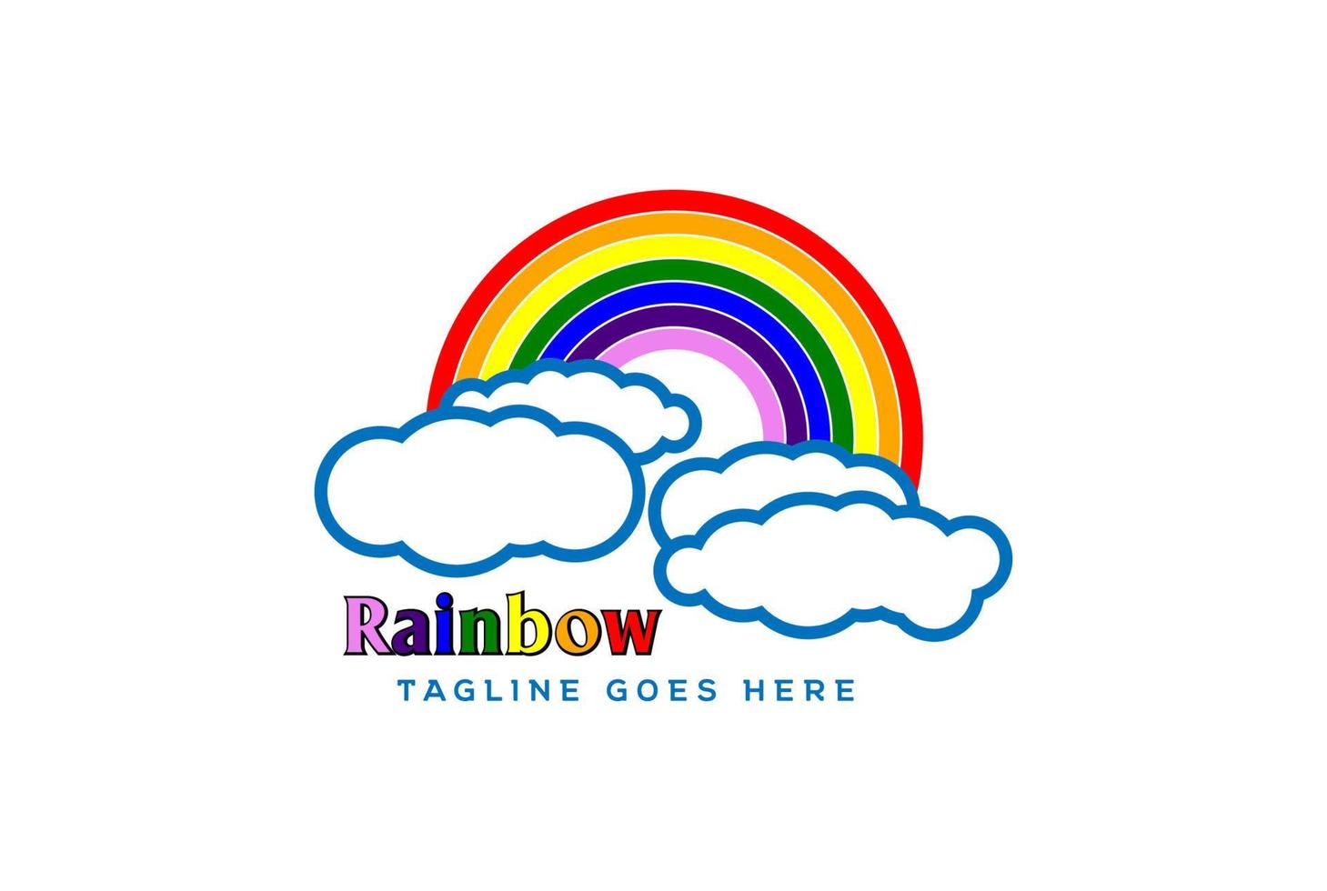 bunter regenbogen mit wolke für kinder spielen spielzeug logo design vektor