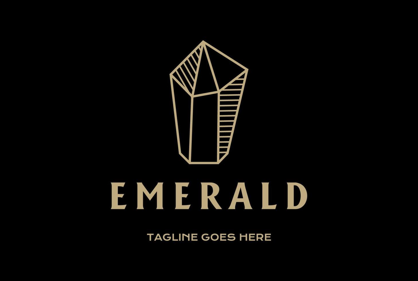 luxuriöser geometrischer Smaragd-Diamant-Goldkristall-Edelstein-Logo-Design-Vektor vektor