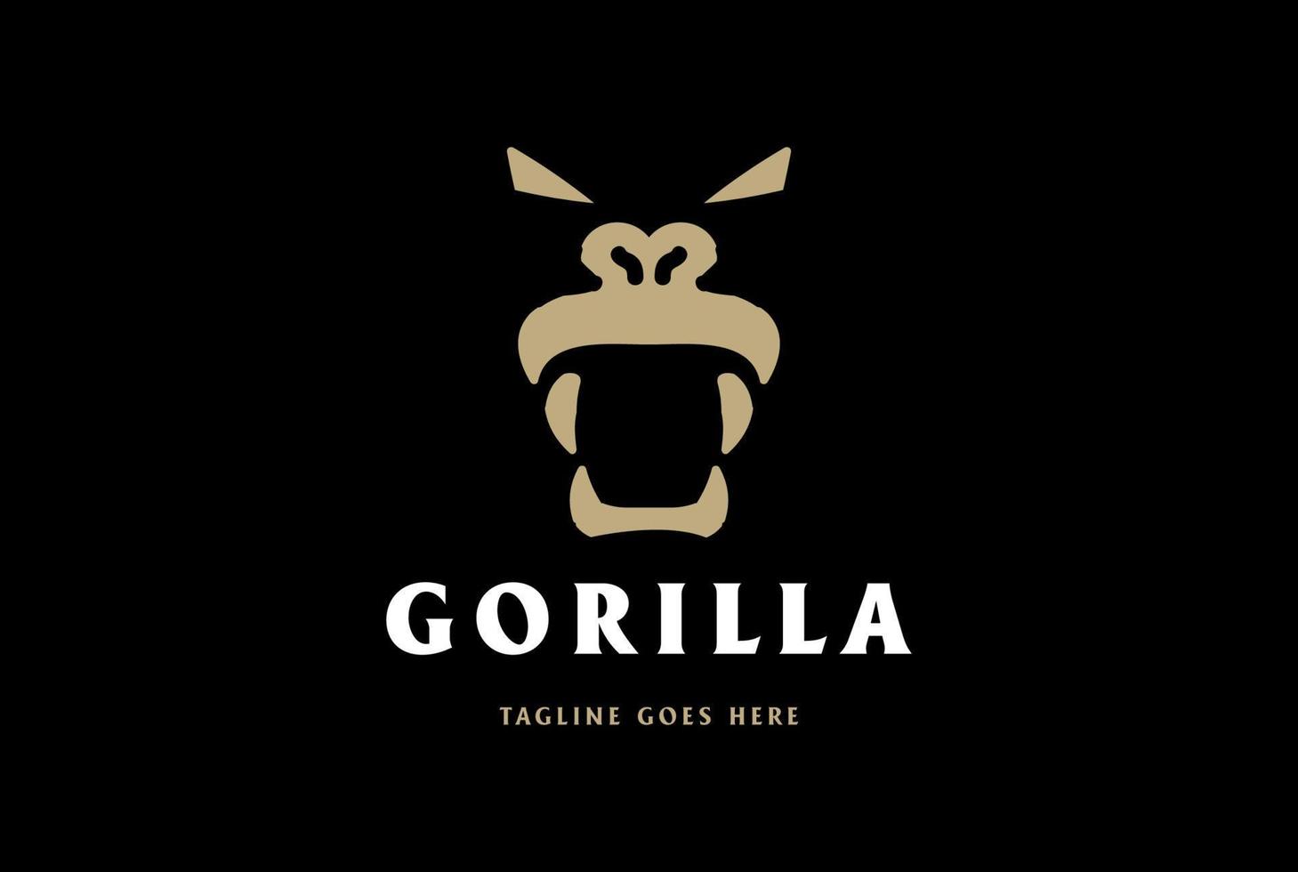 enkel minimalistisk arg rytande gorilla apa apa ansikte logotyp design vektor