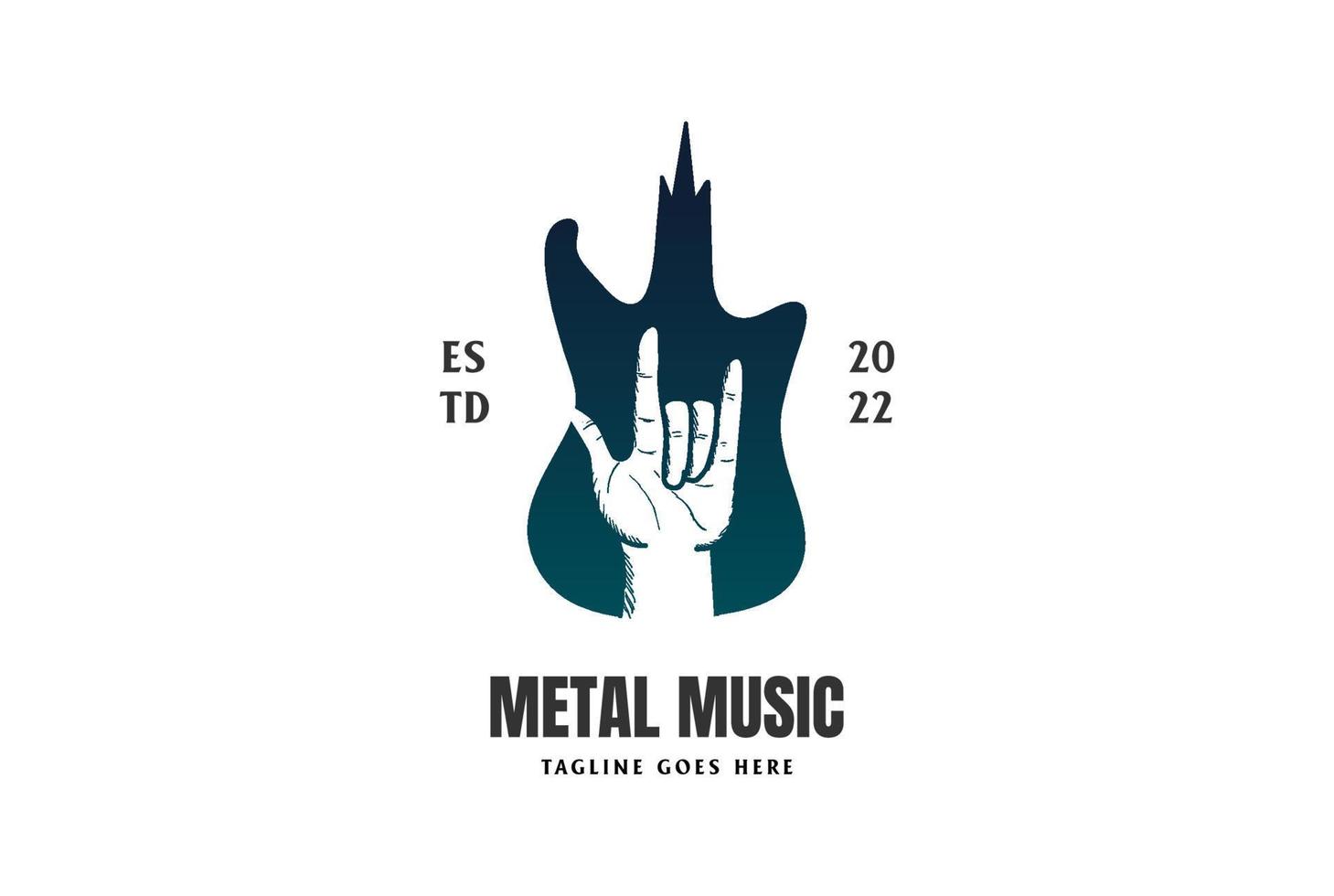 vintage retro handgitarre metal rock für musikinstrument konzert show festival logo design vektor