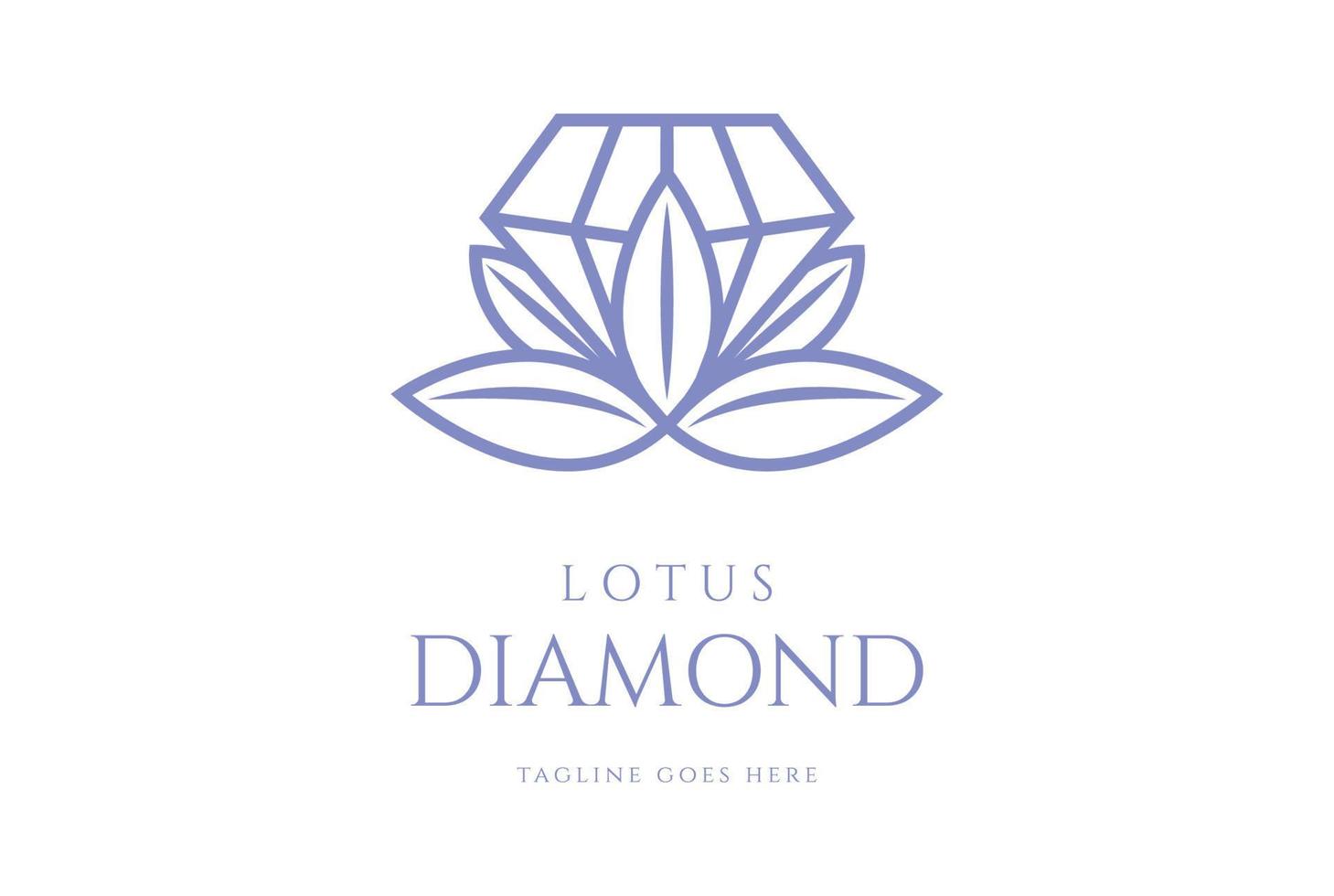 Diamant-Kristall-Edelstein-Lotusblumen-Blattpflanze für Naturschmuck-Logo-Design-Vektor vektor