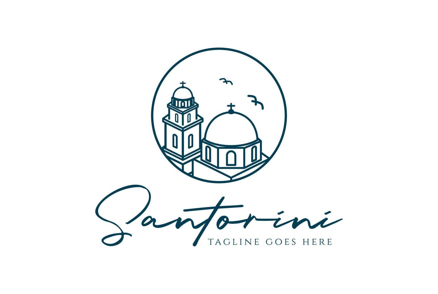 kreisförmiges griechenland griechisch santorini gebäude stadt stadt logo design vektor