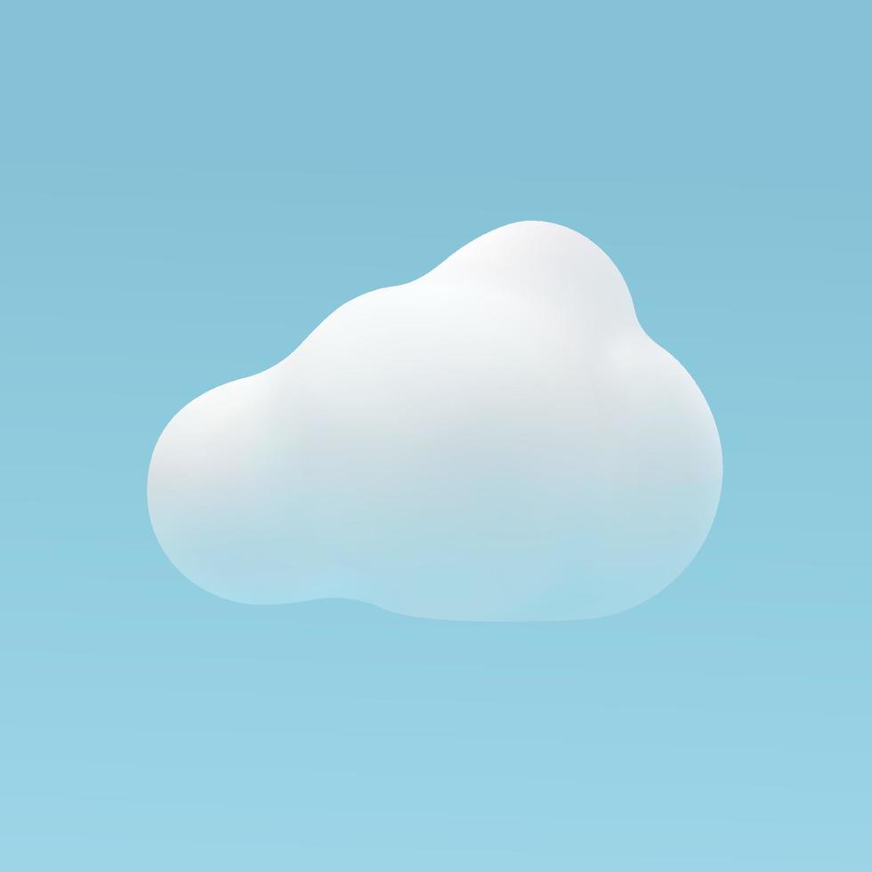 Die Wolke ist ein niedlicher Vektor im 3D-Stil. element für himmel clipart