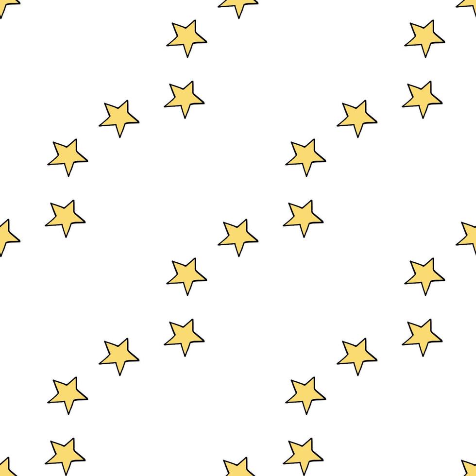 seamless mönster med gula stjärnor på vit bakgrund. vektor bild.