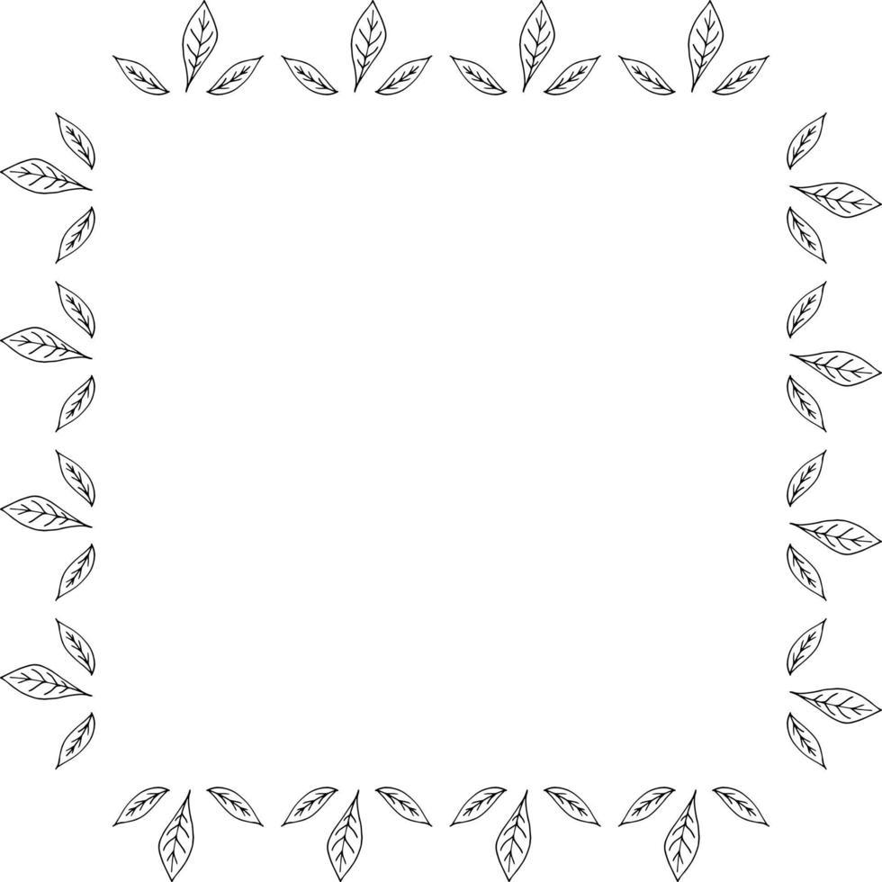 quadratischer Rahmen mit Blättern auf weißem Hintergrund. Vektorbild. vektor