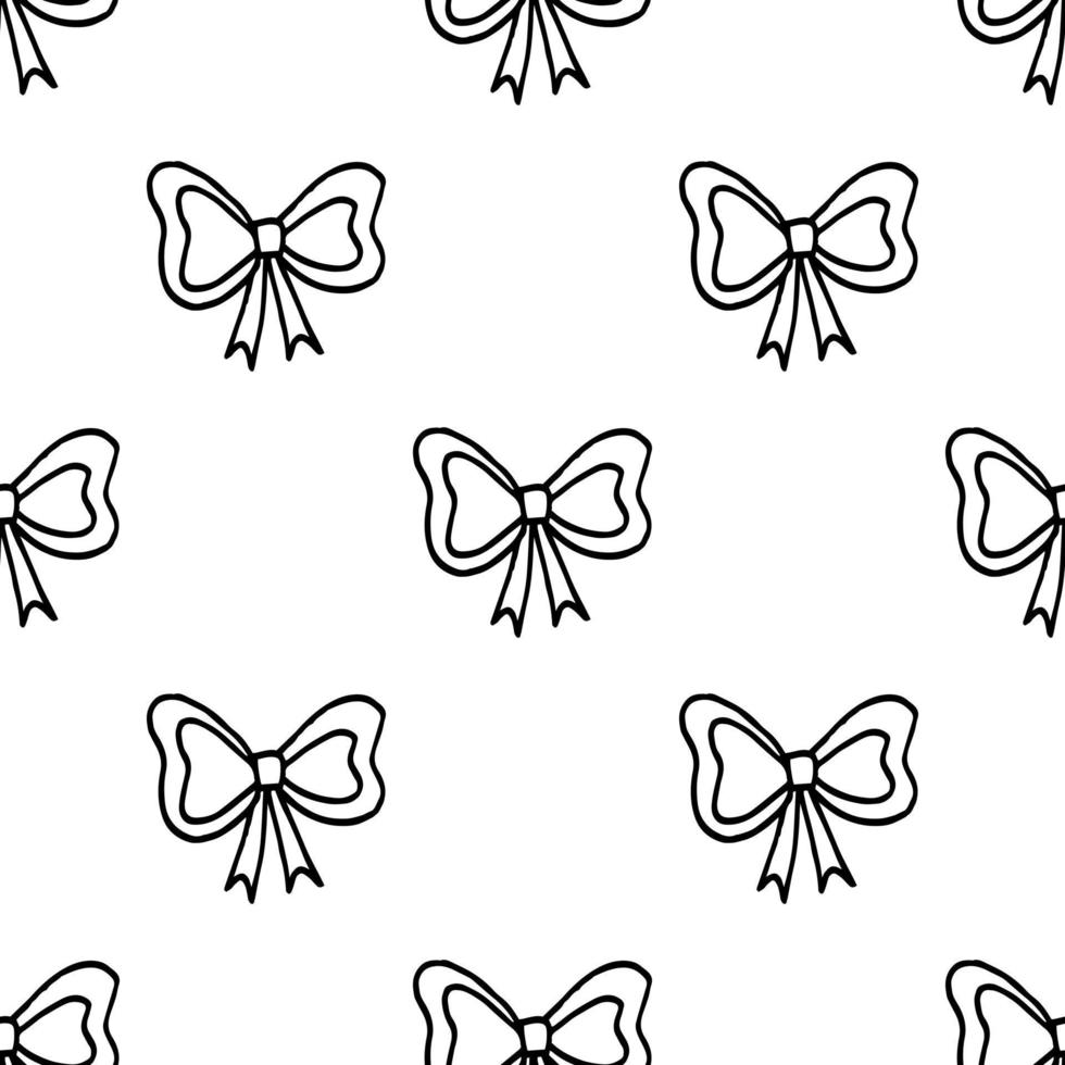 seamless mönster med svart-vit doodle bowknot på vit bakgrund. vektor bild.