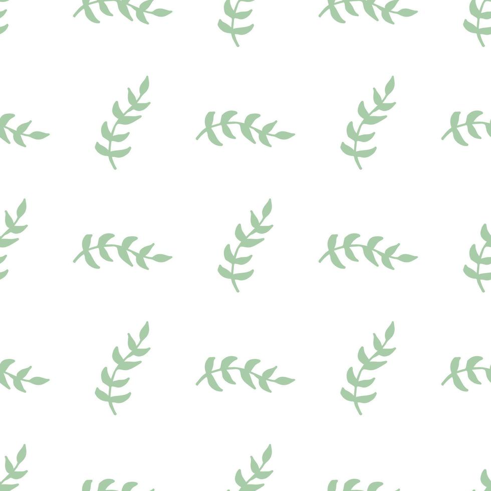 Nahtloses Muster mit kalten hellgrünen Ästen auf weißem Hintergrund. Vektorbild. vektor