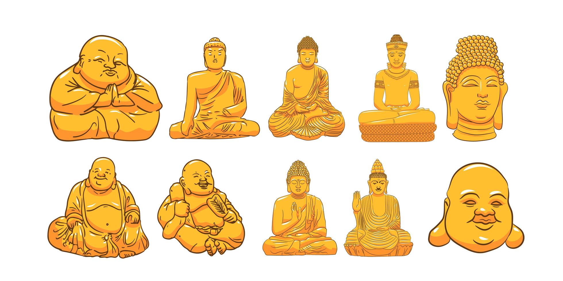 buddha staty set vektor