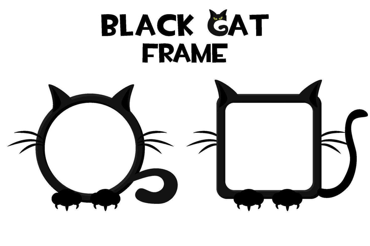 schwarzer katzenrahmen, halloween runder und quadratischer avatar für ui-spiele. vektor