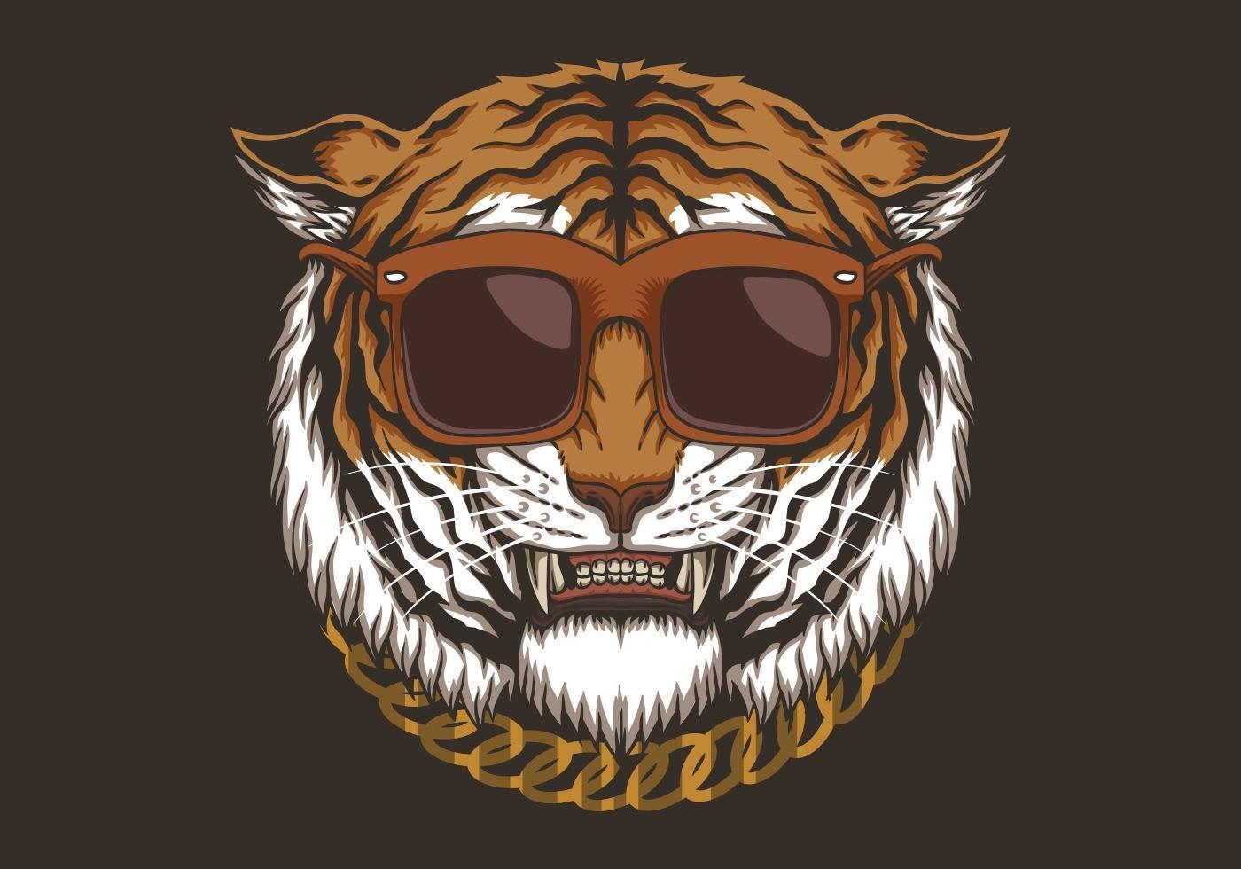 Tigerkopf mit Brille vektor