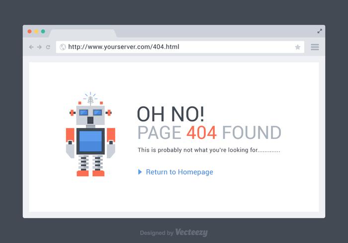 Free 404 Seite gefunden Vektor Vorlage