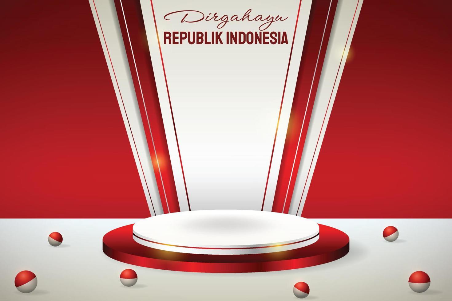 podium display 3d rot und weiß für indonesien unabhängigkeitstag am 17. august vektor