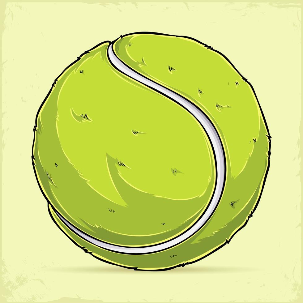 hand gezeichneter grüner tennisball, kugelpaddeltennis, paddeltennisball lokalisiert auf weißem hintergrund vektor