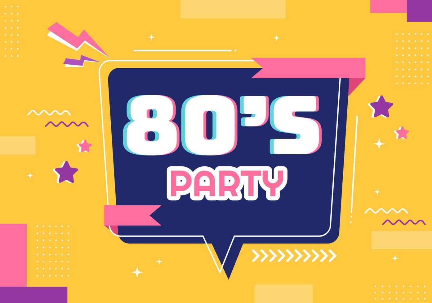 80er-Jahre-Party-Cartoon-Hintergrundillustration mit Retro-Musik, 1980-Radiokassettenspieler und Disco im alten Design vektor