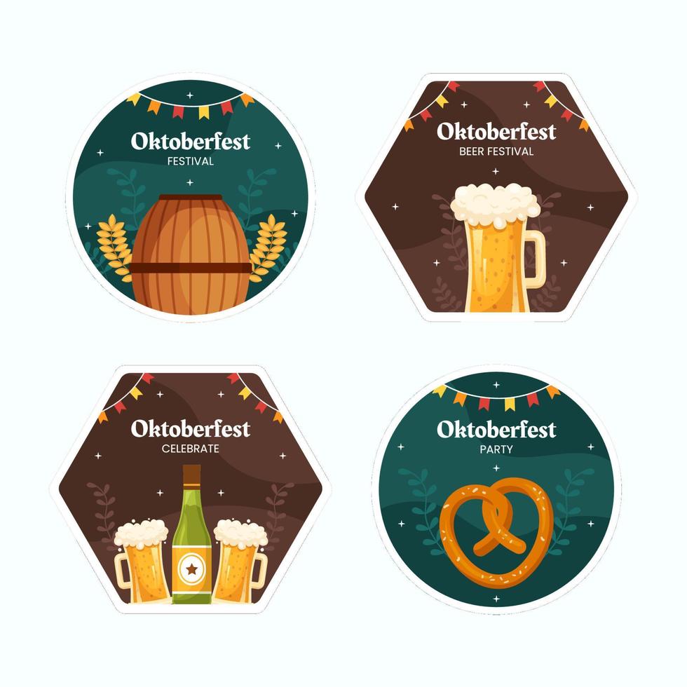 oktoberfest öl festival etikett mall tecknad bakgrund vektorillustration vektor