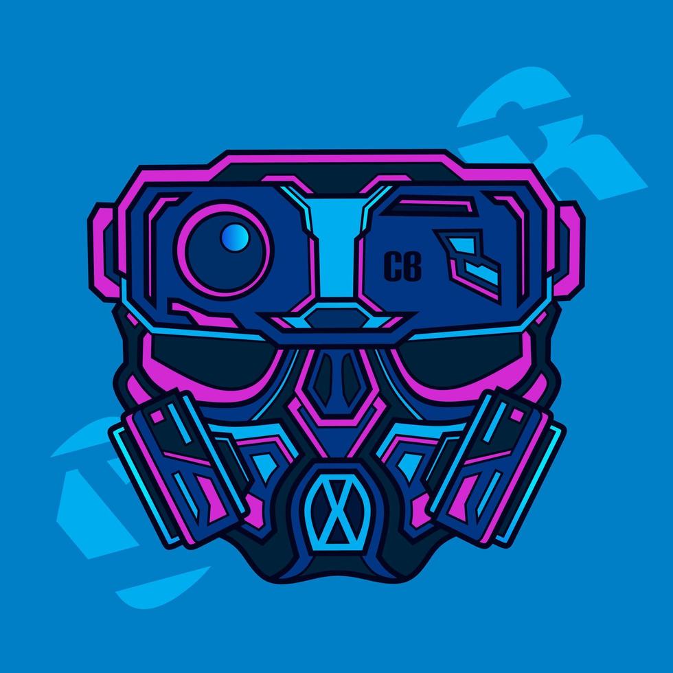 Maske Cyberpunk-Vektor-Logo Cyber-Illustration. vektor