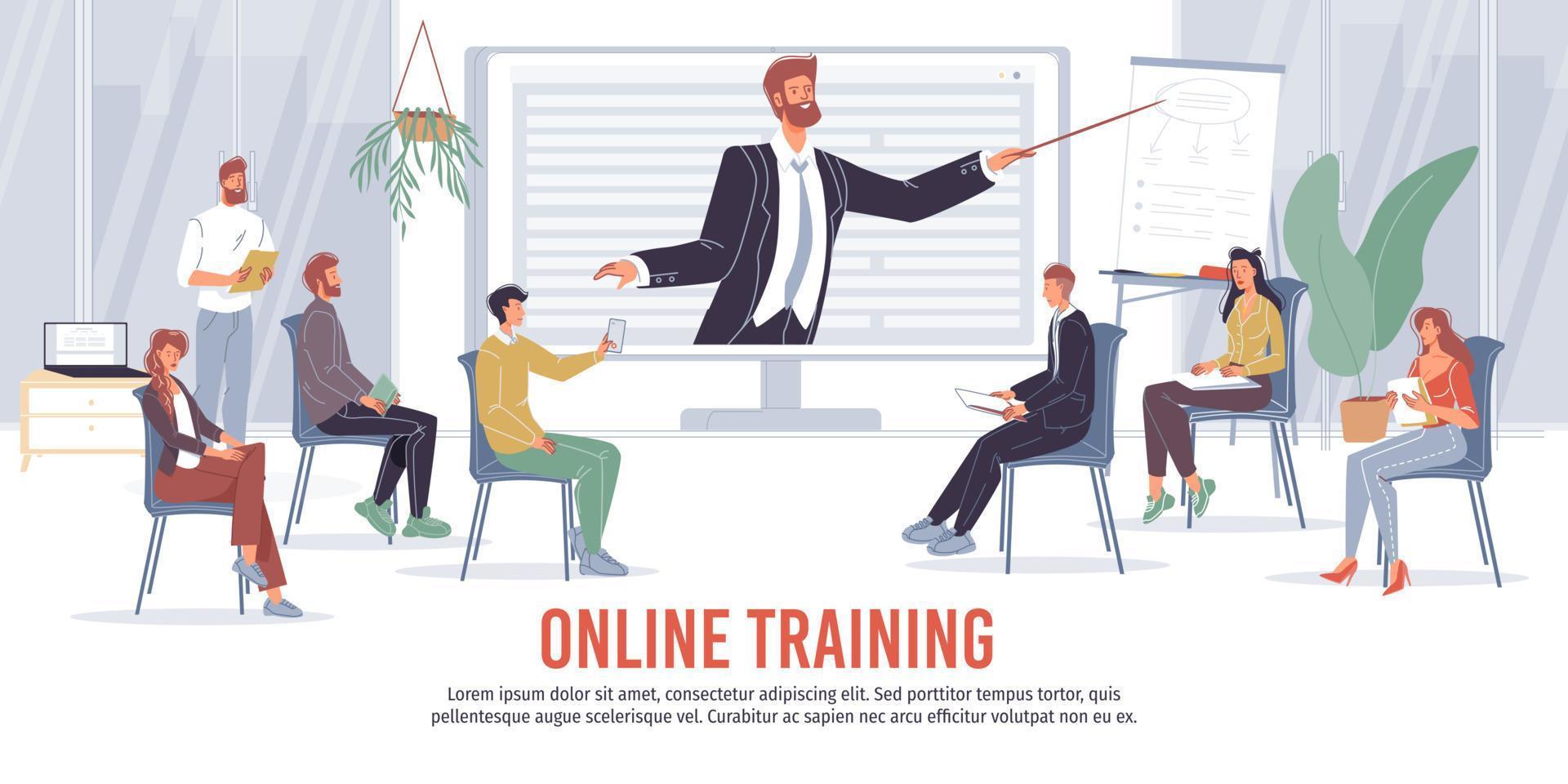 online och offline utbildning människor platt vektor illustration koncept