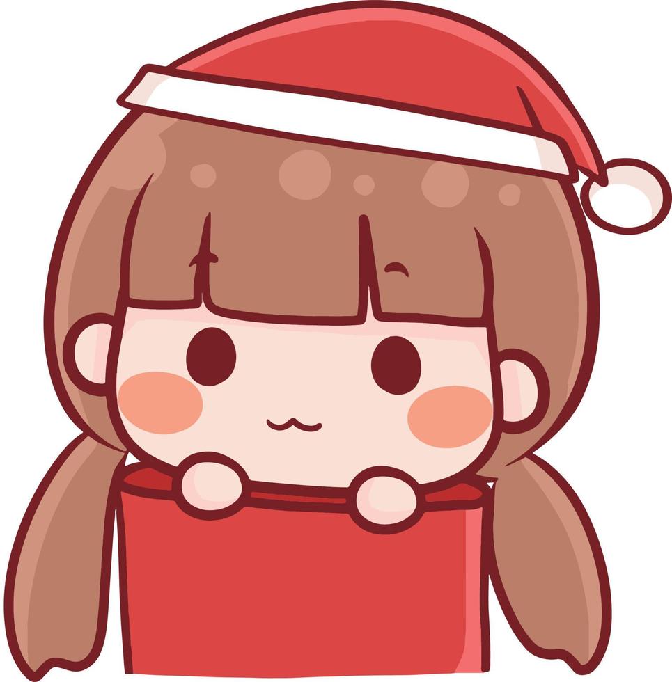 weihnachtskarikaturillustration niedlicher kawaii charakter anime vektor