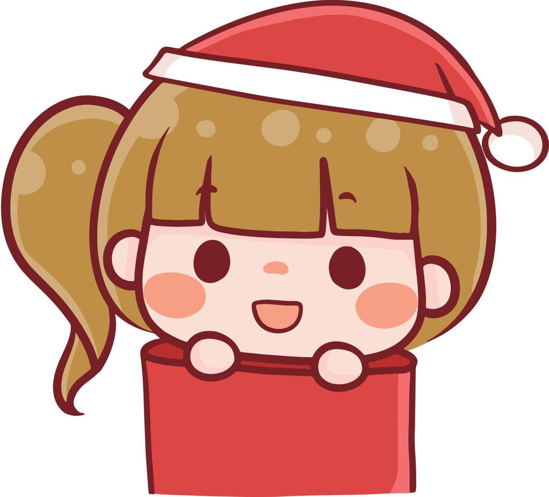 weihnachtskarikaturillustration niedlicher kawaii charakter anime vektor