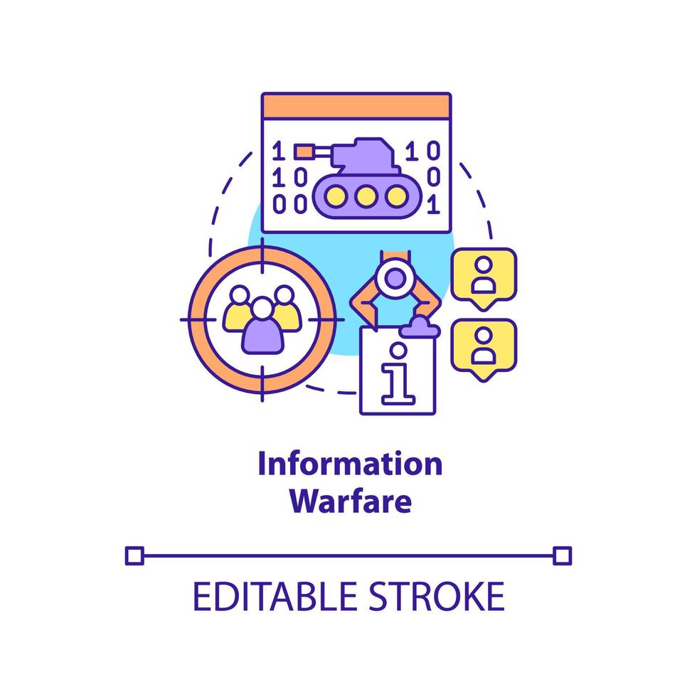 Symbol für das Konzept der Informationskriegsführung. Manipulation von Fakten. grundlegende definition abstrakte idee dünne linie illustration. isolierte Umrisszeichnung. editierbarer Strich. vektor