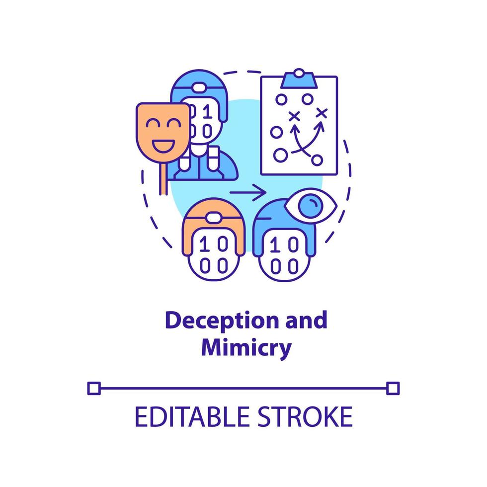 Symbol für Täuschung und Mimikry-Konzept. irreführender Feind. information warfare taktik abstrakte idee dünne linie illustration. isolierte Umrisszeichnung. editierbarer Strich. vektor