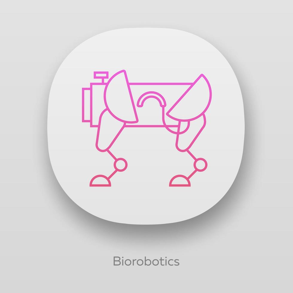 biorobotics app-ikon. hundliknande robot. robotinnovationsteknik. kopiera kroppsrörelser. bioteknik. ui ux användargränssnitt. webb- eller mobilapplikationer. vektor isolerade illustrationer