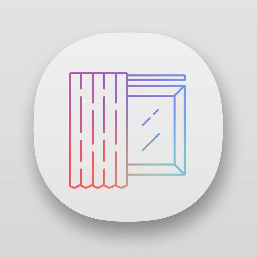 Single-Panel-App-Symbol. Heimdekorationsvorhang. Raumverdunkelungsschirm auf Gesims. Shop-Innenarchitektur. Fensterabdeckung. ui ux-Benutzeroberfläche. Web- oder mobile Anwendungen. Vektor isolierte Illustrationen